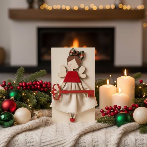 Quadretti angeli chiave della prosperità per decorazione natalizia set da 3 (1/5)