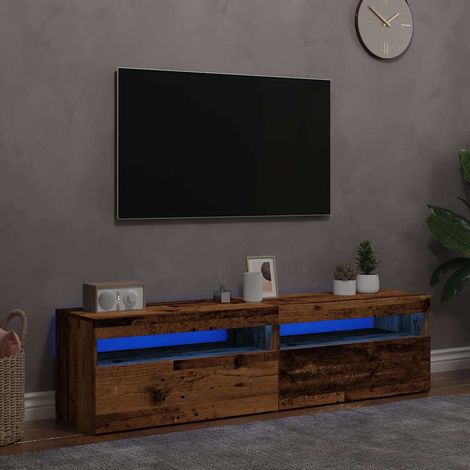 TV-Schränke mit LED-Leuchten 2 Stk. Altholz-Optik Holzwerkstoff (1/5)