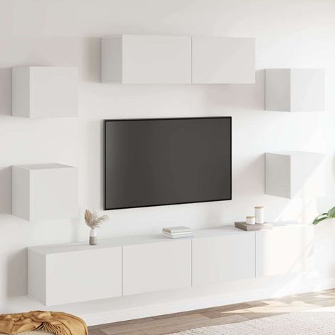 Ensemble de meubles TV 7 pcs-Banc TV-Meuble Télé Blanc Bois d'ingénierie 972895 (1/5)