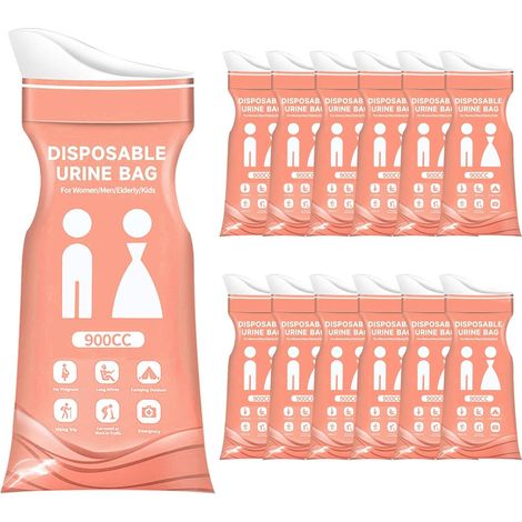 12 Pcs Portable Male Urinal 900ML Travel Urinal Bag (1/5)