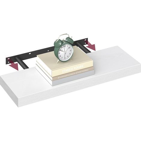 Étagère Murale, Tablette Flottante, 20 x 60 x 3,8 cm, Étagère Suspendue pour Cadres Photo, Décoration, Rangement pour Salon, Bureau, Cuisine, Blanc Neige LWS026WE01 (1/5)