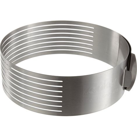 Zenker Affettatorte regolabile Ø 26 - 28 cm Linea Patisserie, adatto per realizzare fino a 8 strati di torta, lavabile in lavastoviglie (colore: argento), quantità: 1 pezzo (1/4)