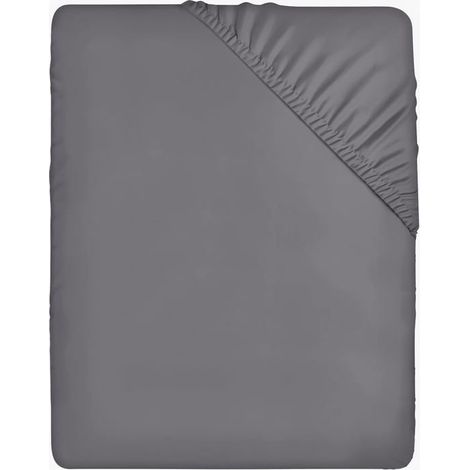 BelleRise - Bedding Drap Housse - Gris, 140 x 200 cm - Coupes de 35 cm pour Matelas épais - Polyester Microfibre brossée (1/4)