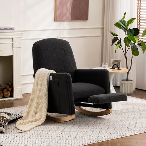 poltrona a dondolo 67x126x98cm con relax teddy grigio HAVRYA (1/5)