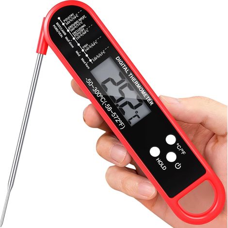 Thermomètre numérique pour viande au barbecue, instrument de mesure de la température des aliments doté d'une sonde pliable  indispensable en cuisine et pour les barbecues en extérieur, accessoire idé (1/5)
