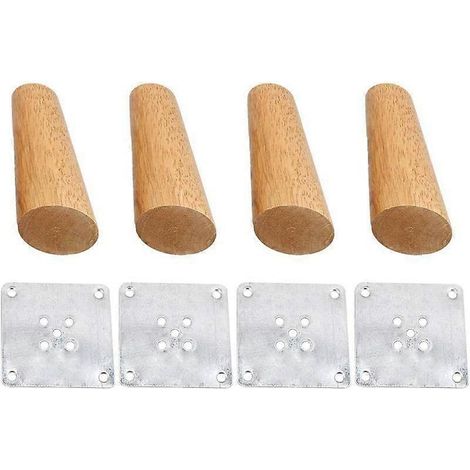 Un ensemble de 4 pieds de meubles en bois massif, inclinés à un angle de 15 cm, avec plaque de montage et vis, convenant au remplacement des pieds de canapés, téléviseurs, lits, tables à manger et aut (1/5)