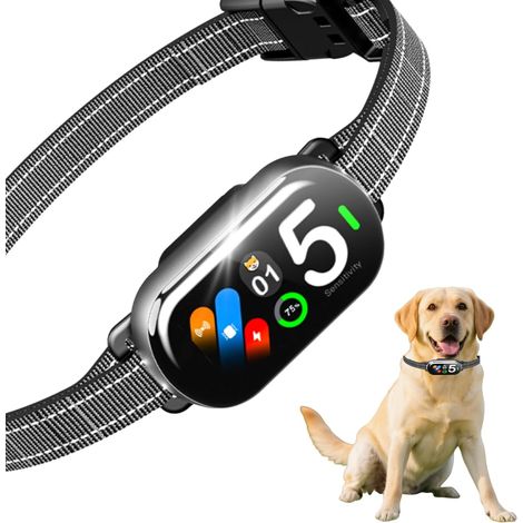 KINZON Collier Anti-aboiement pour Tous Les Tailles de Chiens – Collier d’entraînement Anti-aboiement Intelligent amélioré avec 5+5 Modes Personnalisables et Affichage à écran Multiple (1/5)