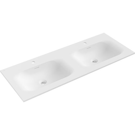 Mexen Vela lavabo empotrado en encimera doble 121 x 46,5 cm, blanco mate - 25231201D (1/3)