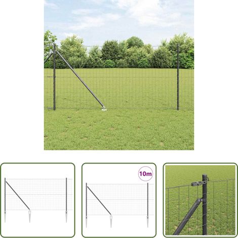 vidaXL Stahlzaun - Zaun mit Pfosten Grau 1,2 x 10 m Stahl (1/5)