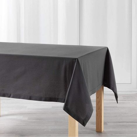 Nappe coton unie Charline - 150 x 200 cm - Gris anthracite - Livraison gratuite (1/3)