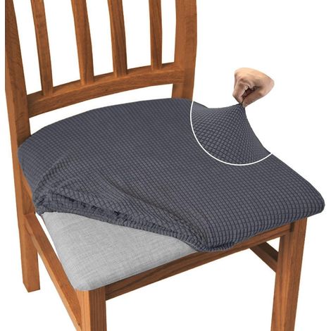 Esszimmerstuhl Sitzbezüge 6er Set Grau, Stretch Jacquard Sitzschoner (1/5)