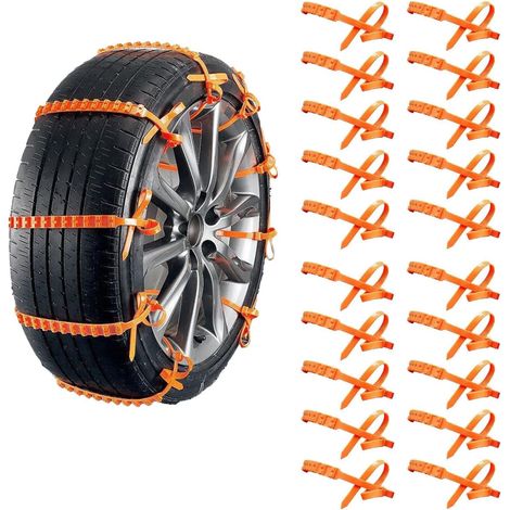 Tire Chains Set  20 Pièces Adjustable Anti-Slip Tire Zip Ties  Reusable Anti Snow Chains Of Car  Car Snow Chain Non-Slip Cable Tie  For Cars Truck SUV Traction Grips, Snows Ice Mud