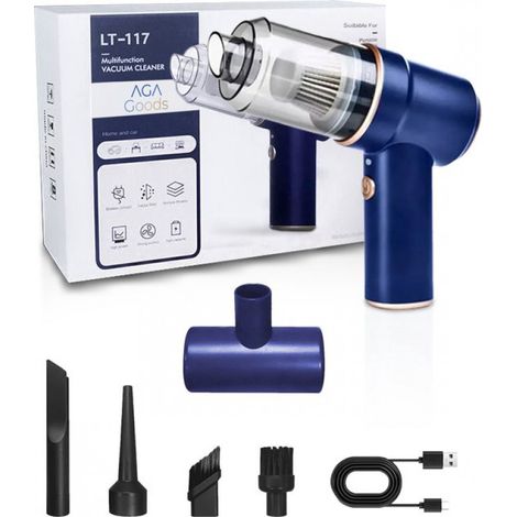 Aspirateur à miettes - Mini aspirateur à miettes - Aspirateur à main - Saletés sèches et humides - 5 accessoires inclus - Souffleur d'air - Aspirateur de voiture - Aspirateur sans fil - 8000 Pa - Filt (1/5)