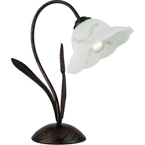 "Lampada da tavolo BYRON in metallo effetto ruggine con diffusore in vetro"