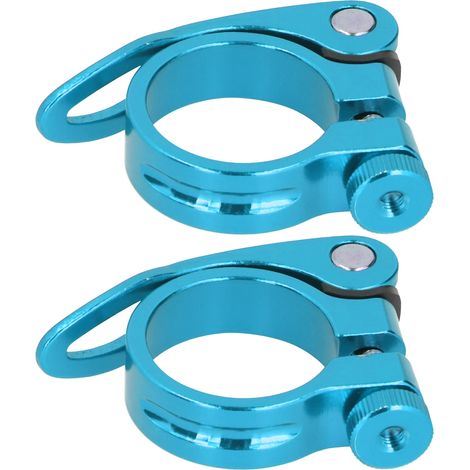 Lot de 2 colliers de serrage pour selle de vélo (VTT, route) à dégagement rapide, 35 mm, bleu (1/5)
