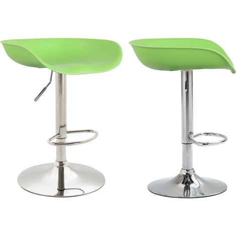 Conjunto de 2 taburetes de bar con altura regulable y asientos giratorios en plástico verde patas tulipa de metal cromado con reposapiés TDB10272 (1/4)