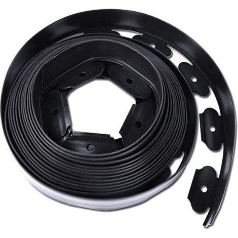 Bordure paysagère L-shape noire 5cm x 10m, bande de séparation pour gazon et gravier, avec 30 ancrages (1/4)