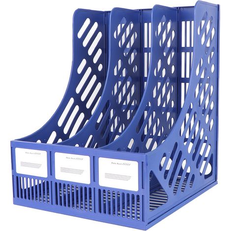 Classeur de bureau 3 compartiments, organiseur de documents pour table, rangement de dossiers en plastique (1/5)