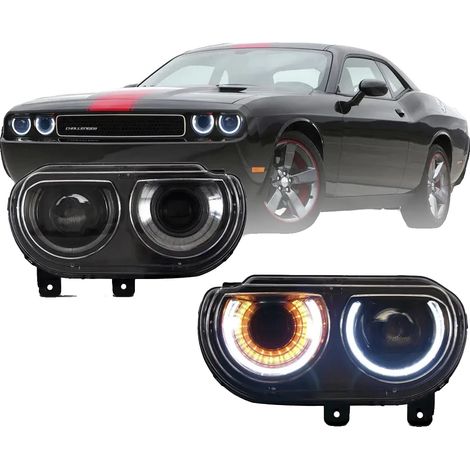 Ensemble de phares, projecteur à faisceau double, technologie LED, plug and play, compatibilité avec Dodge Challenger 2008-2014, approuvé par le DOT (1/5)
