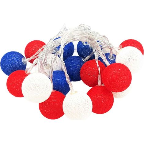 Guirlande lumineuse 3 mètres 20 LED rouge blanc bleu pour décoration du 4 juillet, fête patriotique, patio, intérieur extérieur. (1/5)