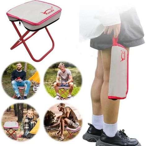 Tabouret de camping, mini tabouret pliant portable, chaise de camping légère pour la pêche, pour l'extérieur-1pcs-L (1/5)
