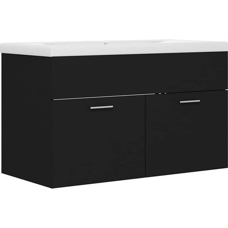Maison Exclusive - Armoire d'évier avec lavabo intégré Noir Aggloméré (1/5)