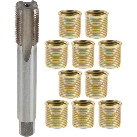 Kit de réparation de bougies d'allumage : tarauds et inserts filetés – Inserts M14 x 1,25 – Outils de refiletage de culasse pour générateurs automobiles et moteurs à essence – Kit (1/5)