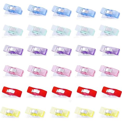 100 Pcs Pince pour Couler Clip,Clips de Couture, Pinces à Coudre, Pince Clip Multifonctionnelles, Pinces de Bricolage pour la Couture, en Plastique Assorties Clip (1/4)