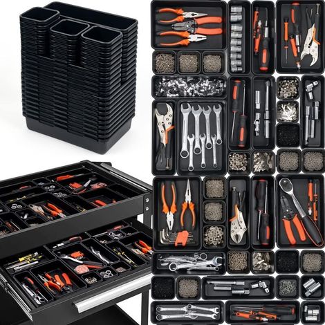 Lot de 45 Boîtes Caisse a Outil Organisateur Tiroir en Plastique, pour Vis, Bricolage, Servante d'Atelier, Rangement et Organisation de Etabli, Atelier, Garage (1/5)