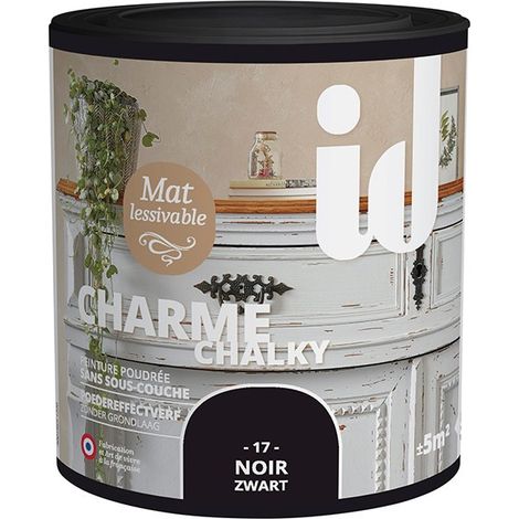 Peinture mate pour meubles et boiseries 500ML noir – 4 effets possibles – Pour bois dur et teck – Application facile avec spalter – Id Paris (1/3)