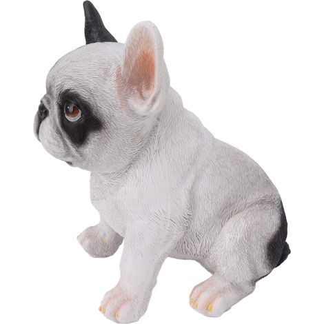 Ornements de jardin en résine, couleur inaltérable, adorable statuette de bouledogue assis pour la décoration extérieure de la maison (1/5)