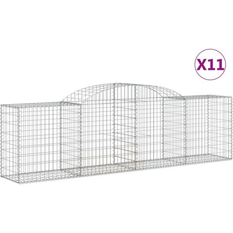 Paniers à gabions arqués 11 pcs  Mur en gabion 300x50x80/100 cm fer galvanisé