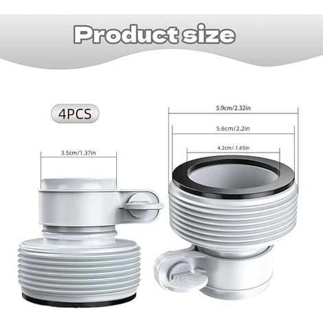Set di 4 raccordi per tubo da piscina, adattatori per tubo da 1,5/1,25 pollici, tipo B, adatti per piscine Intex. (1/3)
