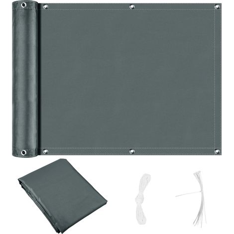 (Gris foncé, 0,9 x 5 m) Écran/clôture d'intimité pour balcon, résistant aux UV, aux intempéries et à l'eau, convient aux appartements et aux terrasses. (1/4)