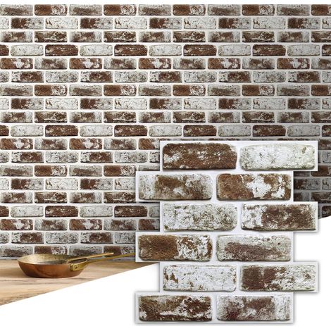 Panneaux Muraux 3D Imitation Brique, 10 Pièces, Dalle PVC Adhesive Murale Papier Peint 3D Autocollant à Effet Pierre, 30 × 30 cm, Panneau Mural Décoratif Revêtement Mural (1/5)