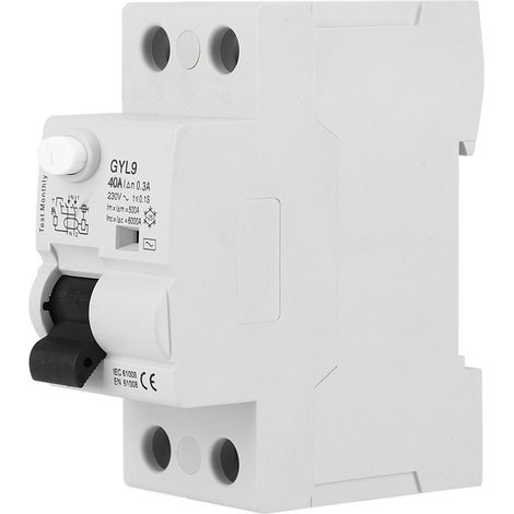 Disjoncteur GYL9 2P 230 V 50/60 Hz IP20, protecteur de courant de fuite à la terre, 2P-40 A-300 mA