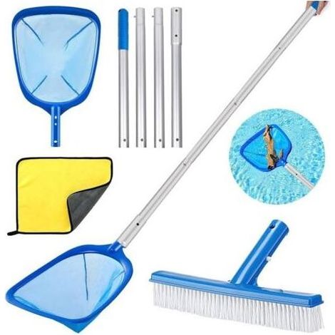 180cm Epuisette Piscine avec Manche Telescopique,Epuisette Piscine Maille Extra Fine avec Brosse Piscine,Kit de Piscine Nettoyage,pour Piscines,Spas,Fontaine,Étang Nettoyage (1/5)