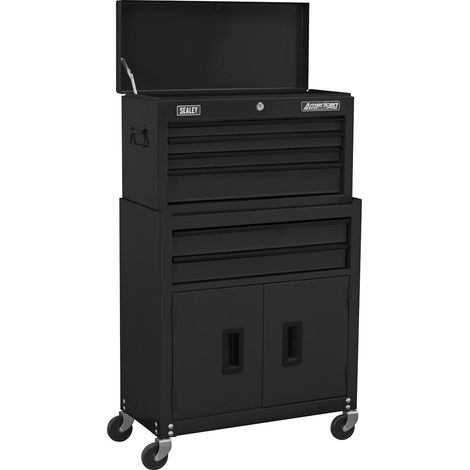 Sealey American PRO® Topchest & Rollcab Combination 6 Drawer - Black AP22BK