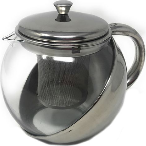TrAdE Shop Traesio - Teiera Con Filtro Infusore Per Tisane The 900ml Tisaniera Tè In Vetro E Acciaio -