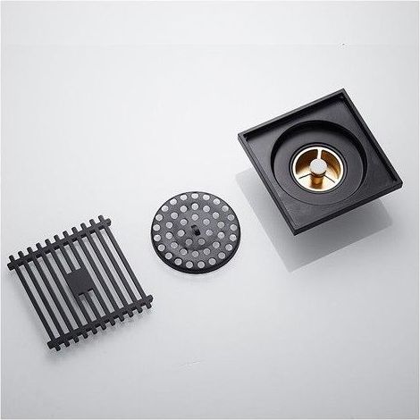 Accessoires pour lavabo : Siphon de sol en cuivre noir, déodorant, WC, égout, lave-linge, siphon de sol à trois voies, (1/5)
