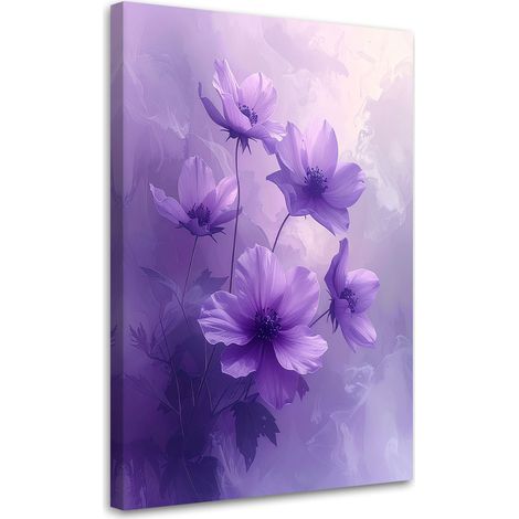 Impression sur Toile, Fleurs botaniques délicates violettes,20x30 (1/4)