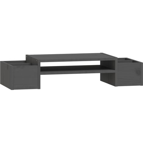 Supporto per Monitor Grigio 70x27,5x15cm Legno Massello di Pino vidaXL (1/5)