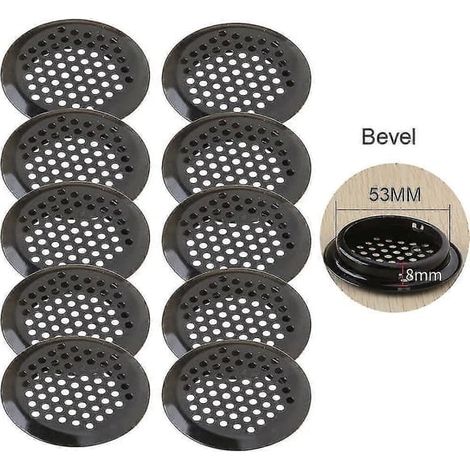 Lot de 10 clapets de ventilation circulaires noirs en acier inoxydable de 19 à 53 mm pour avant-toit (1/5)