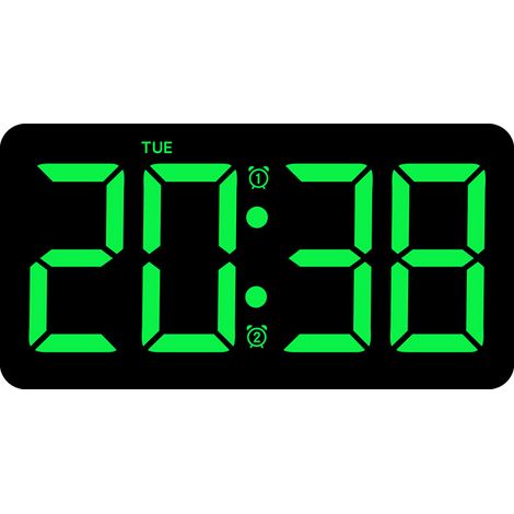 Digitaler Wecker, Digitale Tischuhr, LED-Digitaluhr für Zuhause - Grün (1/2)