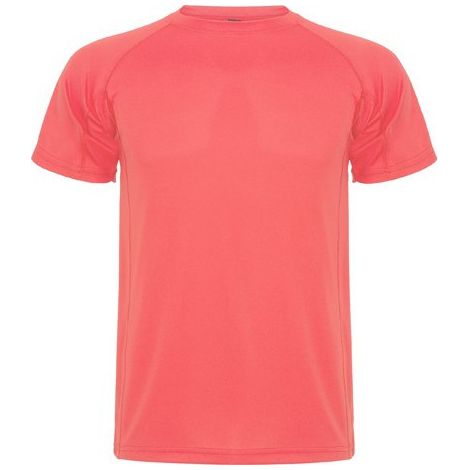 Camiseta técnica de manga corta ranglán de escote redondeado MONTECARLO XL Coral fluor