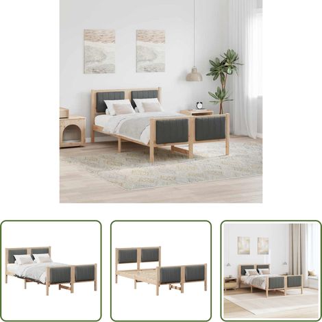 Plattformbett - Bettgestell Braun und Dunkelgrau 120 x 190 cm Massivholz Kiefer (1/5)