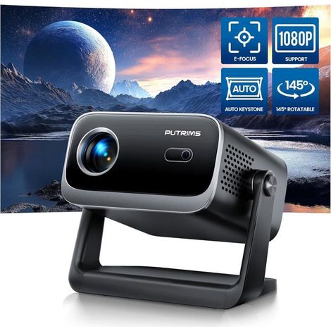 Mini vidéoprojecteur portable 1080P – Wifi 6 et Bluetooth 5.2 – Correction trapézoïdale automatique ±30° – Luminosité 350 ANSI
