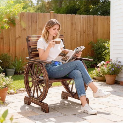Fauteuil de jardin 66x55x90 cm en bois charbon, facile à monter pour jardin FLORAGRACE (1/5)