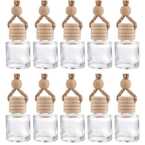 Lot de 10 flacons de parfum vides en verre à suspendre pour voiture, diffuseur d'huiles essentielles (1/5)