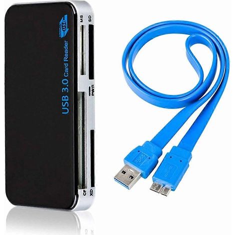 Lecteur de cartes USB haute vitesse 5 Gbit/s, adaptateur lecteur de cartes multifonctionnel USB 3.0, prend en charge diverses cartes numériques telles que TF, SD, XD et CF. (1/5)